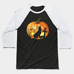 German Shepherd Dog Pumpkin Halloween Gift Baseball T-Shirt